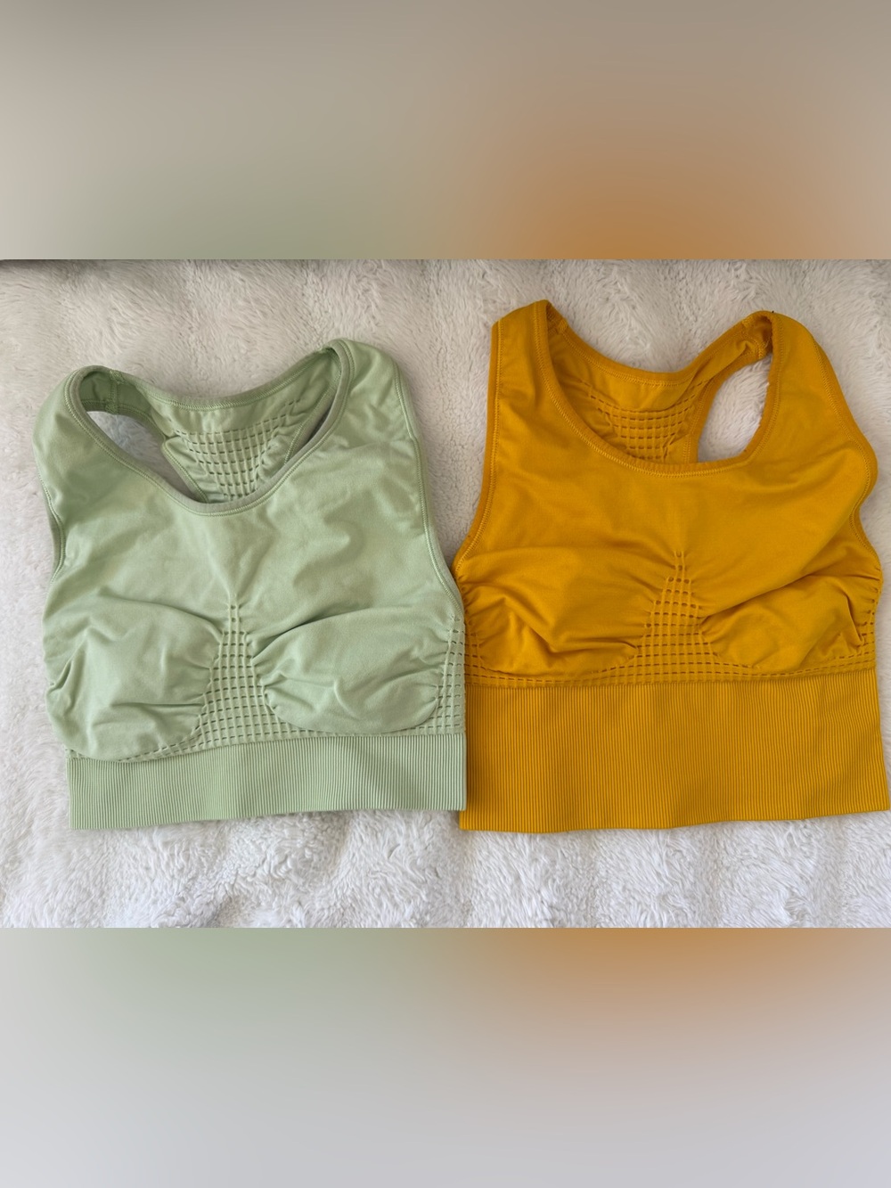 Sweaty Betty Seamless Crop Tank — Sage and Mustard